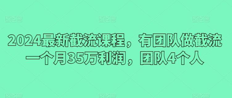2024最新截流课程，有团队做截流一个月35万利润，团队4个人-数码之翼