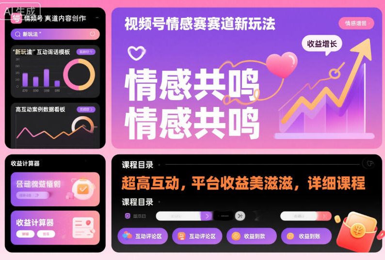 视频号情感赛道新玩法，超高互动，平台收益美滋滋，详细课程-数码之翼