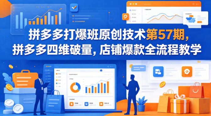 拼多多打爆班原创技术第57期，拼多多四维破量，店铺爆款全流程教学-数码之翼