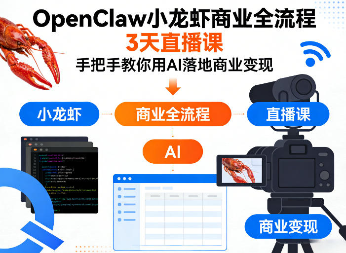 OpenClaw小龙虾商业全流程3天直播课，手把手教你用AI落地商业变现-数码之翼