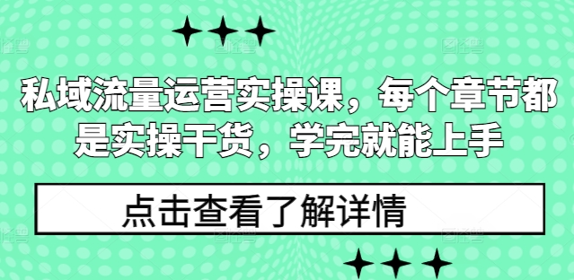 私域流量运营实操课，每个章节都是实操干货，学完就能上手-数码之翼