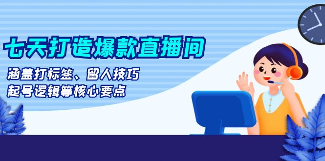 七天打造爆款直播间：涵盖打标签、留人技巧、起号逻辑等核心要点-数码之翼