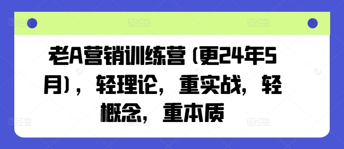 老A营销训练营(更24年11月)，轻理论，重实战，轻概念，重本质-数码之翼