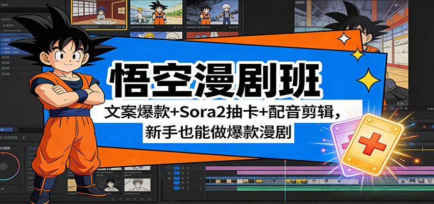 悟空漫剧班：文案爆款+Sora2抽卡+配音剪辑，新手也能做爆款漫剧-数码之翼