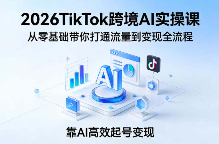2026TikTok跨境AI实操课，从零基础带你打通流量到变现全流程，靠AI高效起号变现-数码之翼