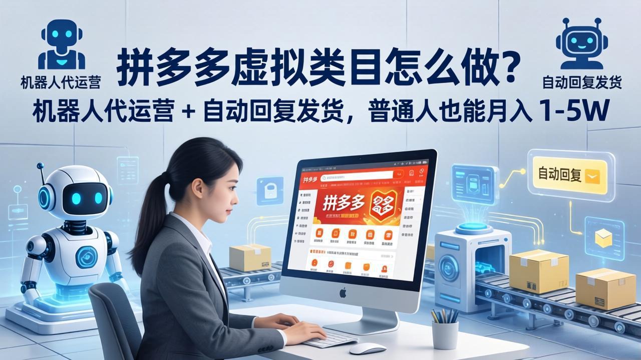 拼多多虚拟类目怎么做？机器人代运营 + 自动回复发货，普通人也能月入 1-5W-数码之翼
