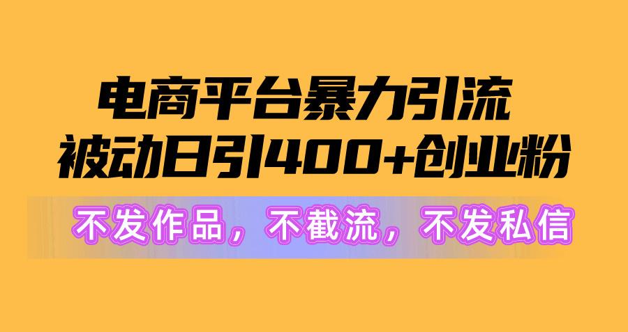 电商平台暴力引流,被动日引400+创业粉不发作品,不截流,不发私信-数码之翼