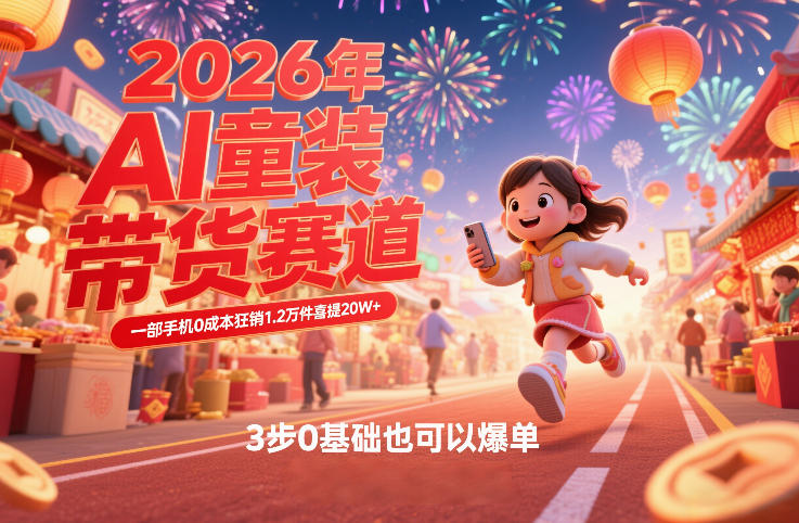 AI童装新春带货赛道，一部手机0成本狂销1.2万件喜提20W+，3步0基础也可以爆单-数码之翼