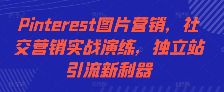 Pinterest图片营销，社交营销实战演练，独立站引流新利器-数码之翼