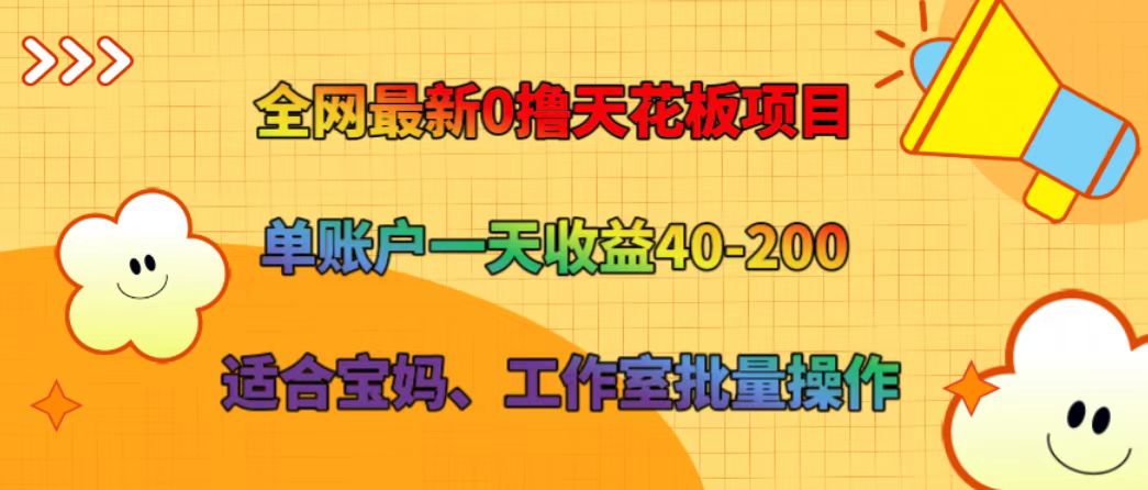 全网最新0撸天花板项目 单账户一天收益40-200 适合宝妈、工作室批量操作-数码之翼