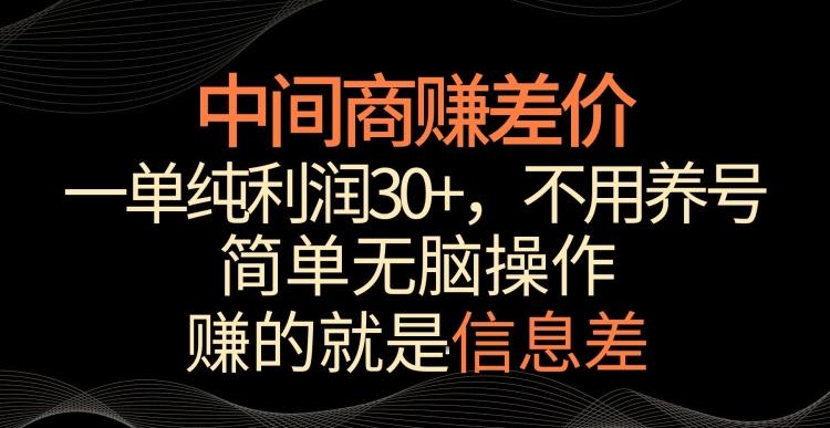 中间商赚差价，一单纯利润30+，简单无脑操作，赚的就是信息差，轻轻松松日入1000+【揭秘】-数码之翼