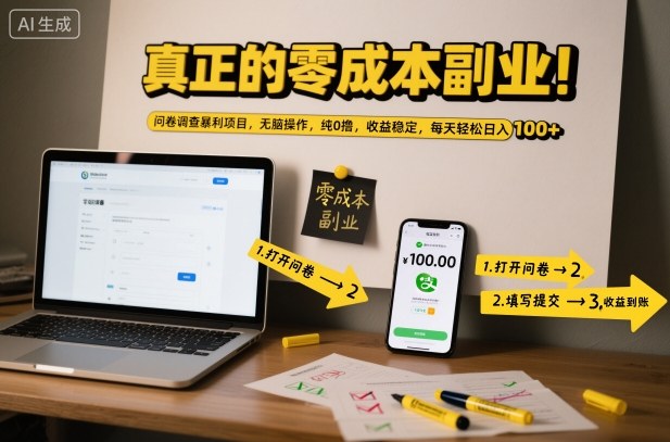真正的零成本副业!问卷调查暴利项目,无脑操作,纯0撸,收益稳定,每天轻松日入100+【揭秘】-数码之翼
