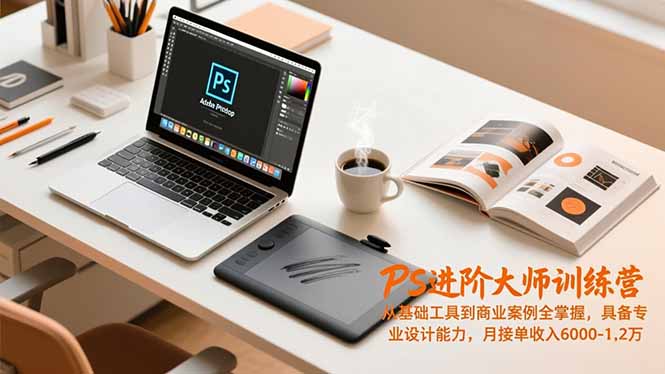 PS进阶大师训练营，从基础工具到商业案例全掌握，具备专业设计能力，月接单收入6000-1.2万-数码之翼