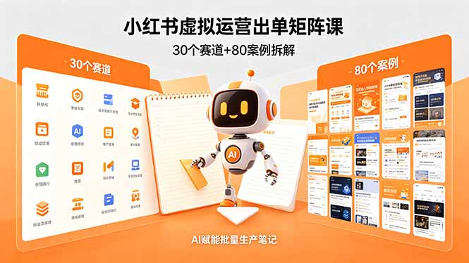 小红书虚拟运营出单矩阵课：30个赛道+80案例拆解，AI赋能批量生产笔记-数码之翼