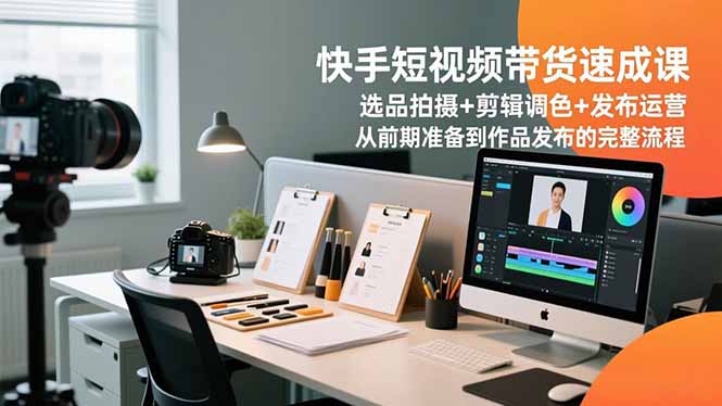 快手短视频带货速成课，选品拍摄+剪辑调色+发布运营，从前期准备到作品发布的完整流程-数码之翼