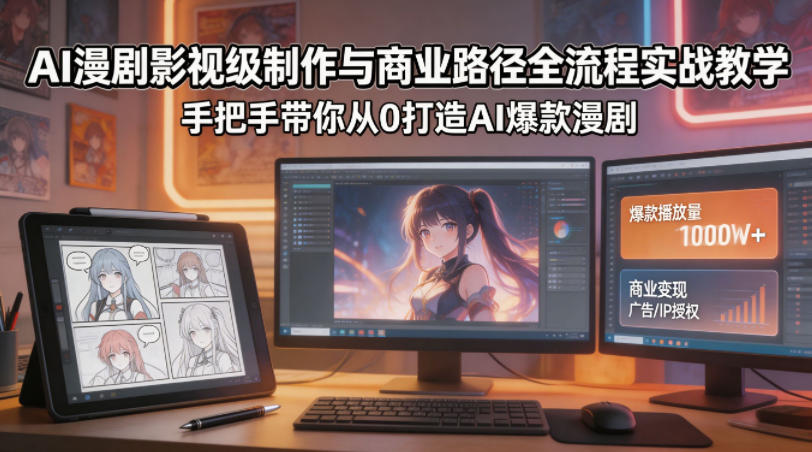 AI漫剧影视级制作与商业路径全流程实战教学，手带你从0打造AI爆款漫剧-数码之翼