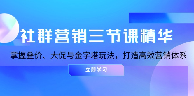 社群营销三节课精华：掌握叠价、大促与金字塔玩法，打造高效营销体系-数码之翼