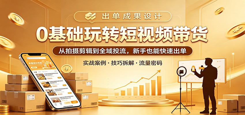 0基础玩转短视频带货：从拍摄剪辑到全域投流，新手也能快速出单-数码之翼
