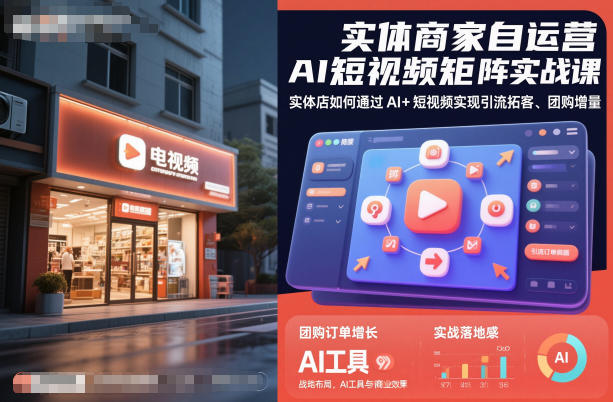 实体商家自运营AI短视频矩阵实战课，实体店如何通过AI+短视频实现引流拓客、团购增量-数码之翼