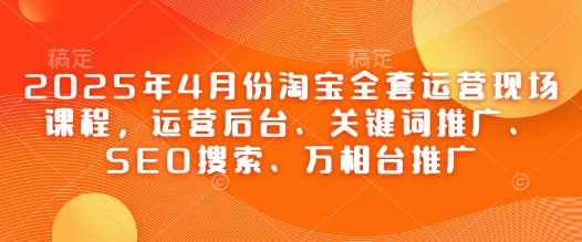 2025年4月份淘宝全套运营现场课程，运营后台、关键词推广、SEO搜索、万相台推广-数码之翼