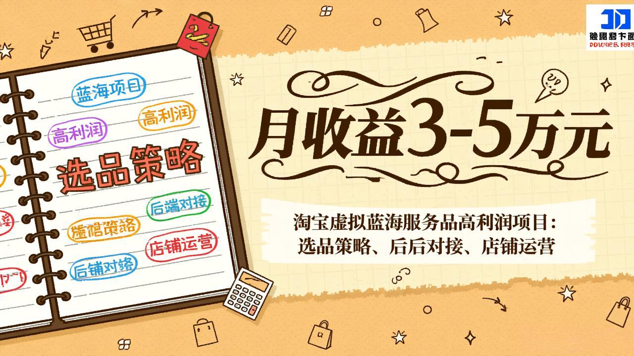 淘宝虚拟蓝海服务品高利润项目：选品策略、后端对接、店铺运营，月收益可达3-5万元-数码之翼