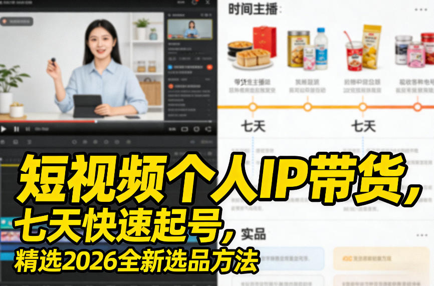 短视频个人IP带货,七天快速起号,精选2026全新选品方法-数码之翼