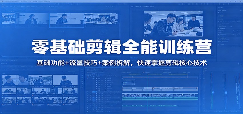 零基础剪辑全能训练营：基础功能+流量技巧+案例拆解，快速掌握剪辑核心技术-数码之翼