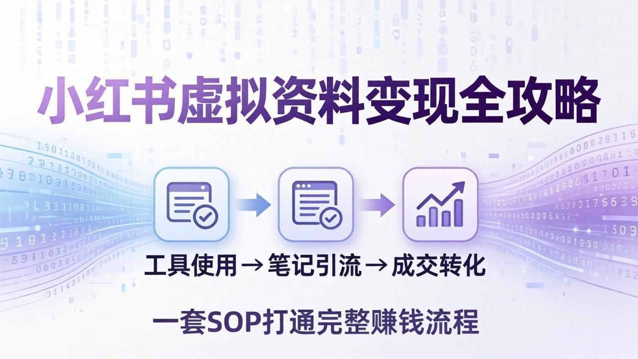小红书虚拟资料变现全攻略:从工具使用到笔记引流成交,一套 SOP 打通完整赚钱流程-数码之翼