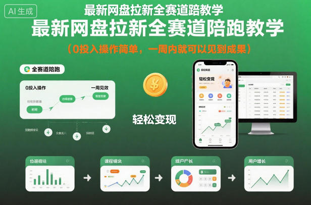 最新网盘拉新全赛道陪跑教学，0投入操作简单，一周内就可以见到成果-数码之翼