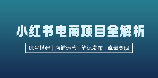 小红书电商项目全解析，包括账号搭建、店铺运营、笔记发布  实现流量变现-数码之翼