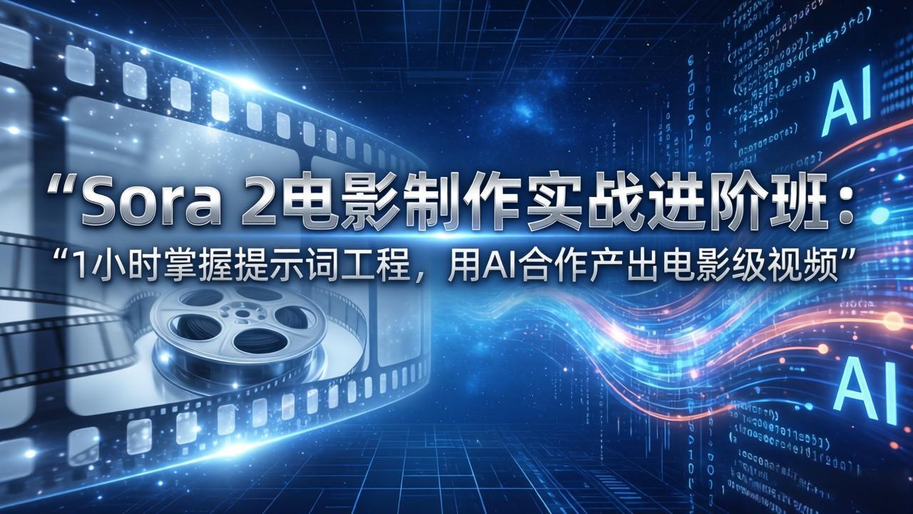 Sora 2电影制作实战进阶班：1小时掌握提示词工程，用AI合作产出电影级视频-数码之翼