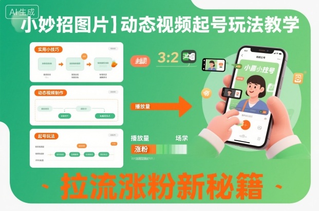 小妙招图片+动态视频起号玩法教学,拉流涨粉新秘籍-数码之翼