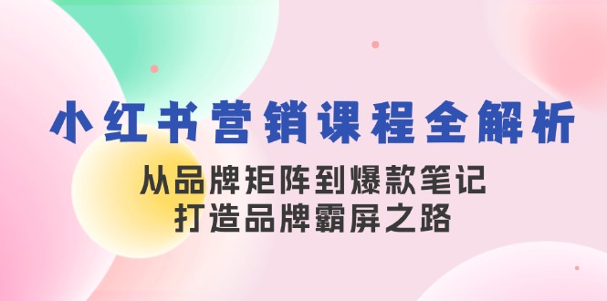 小红书营销课程全解析，从品牌矩阵到爆款笔记，打造品牌霸屏之路-数码之翼