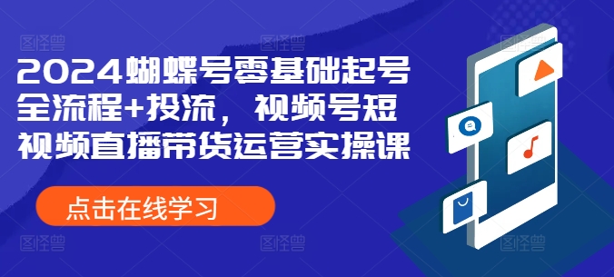 2024蝴蝶号零基础起号全流程+投流，视频号短视频直播带货运营实操课-数码之翼