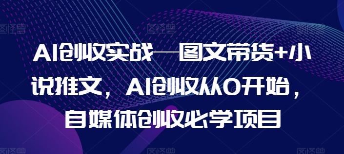 AI创收实战—图文带货+小说推文，AI创收从0开始，自媒体创收必学项目-数码之翼