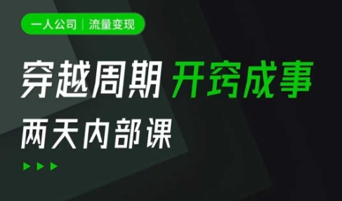 一人公司：流量变现课，一人公司的方法模型拆解， 拆解富人思维，流量思维，小老板思维等-数码之翼