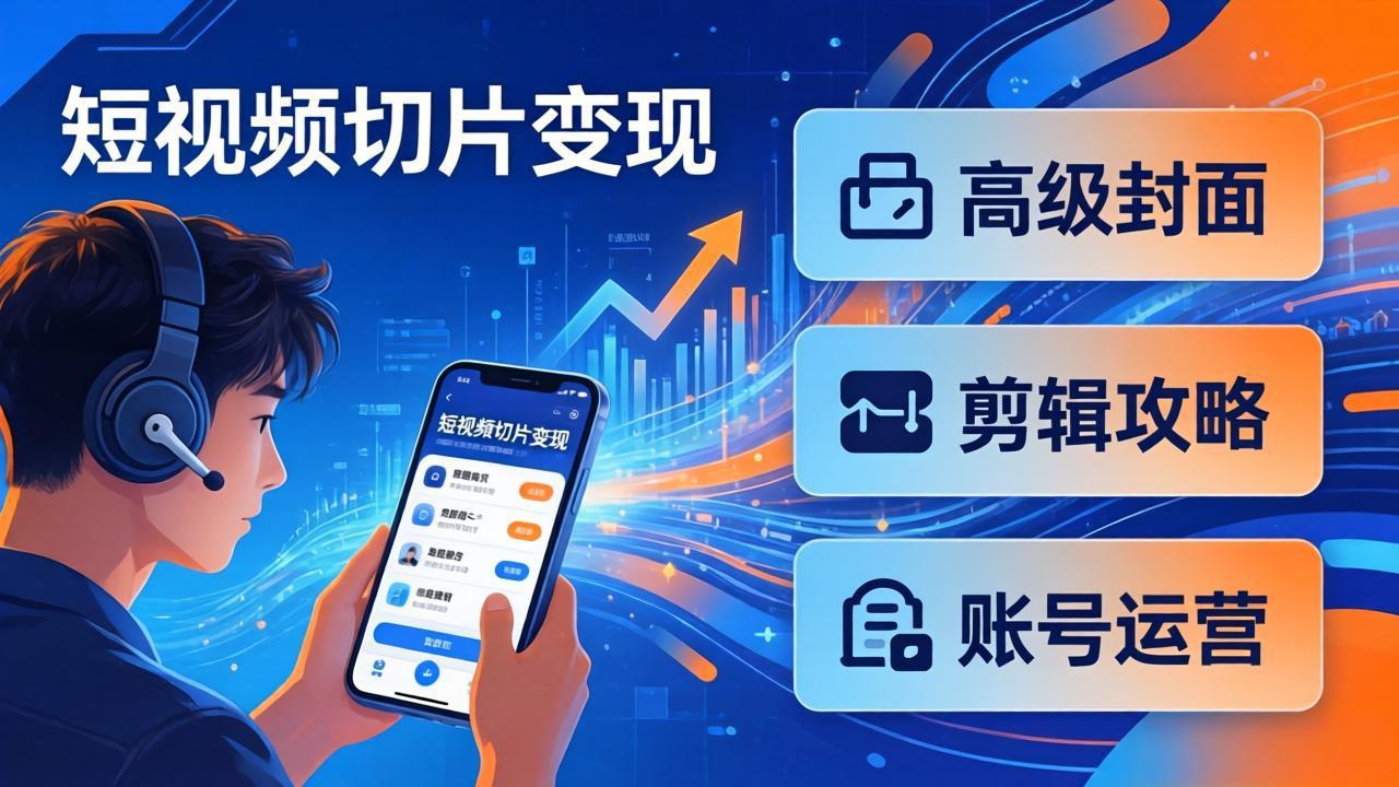 短视频切片变现速成班2.0:高级封面+剪辑攻略+账号运营,0基础小白快速入局副业-数码之翼
