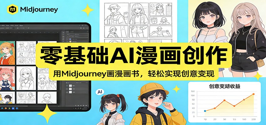零基础AI漫画创作：用Midjourney画漫画书，轻松实现创意变现-数码之翼