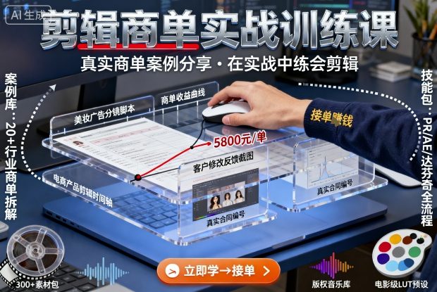 剪辑商单实战训练课，真实商单案例分享，在实战中练会剪辑-数码之翼