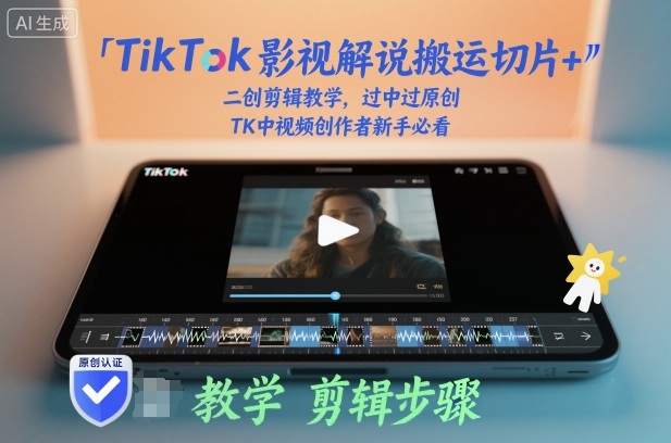 TikTok影视解说搬运切片+二创剪辑教学，过中过原创，TK中视频创作者新手必看-数码之翼