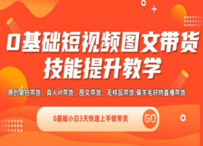 0基础短视频图文带货实操技能提升教学(直播课+视频课),0基础小白3天快速上手做带货-数码之翼