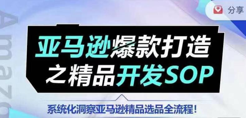 【训练营】亚马逊爆款打造之精品开发SOP，系统化洞察亚马逊精品选品全流程-数码之翼
