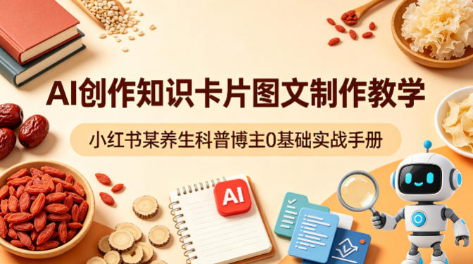 AI创作知识卡片图文制作教学，小红书某养生科普博主0基础实战手册-数码之翼