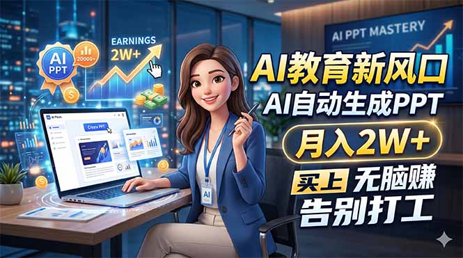 AI教育新风口，AI自动生成PPT，月入2W+，无脑赚，告别打工-数码之翼