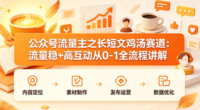 公众号流量主之长短文鸡汤赛道，流量稳+高互动，从0-1全流程讲解-数码之翼