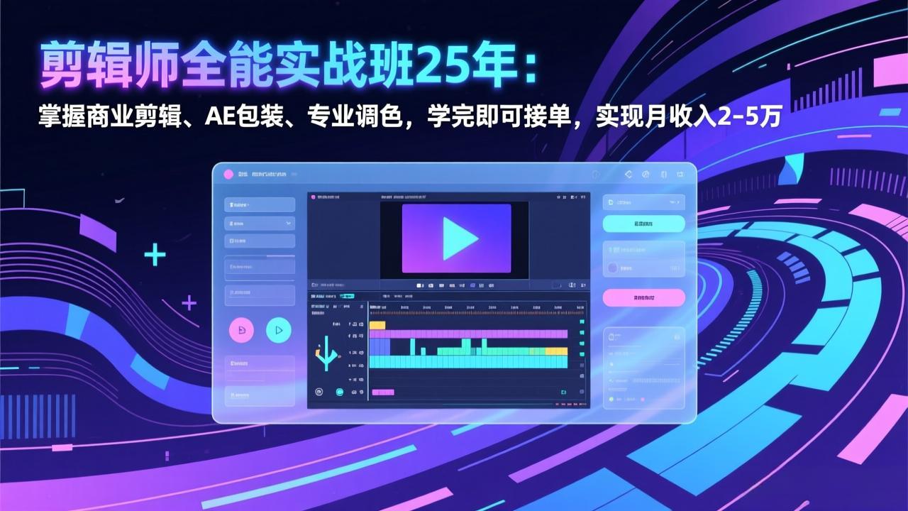 剪辑师全能实战班25年：掌握商业剪辑、AE包装、专业调色，学完即可接单，实现月收入2-5万-数码之翼