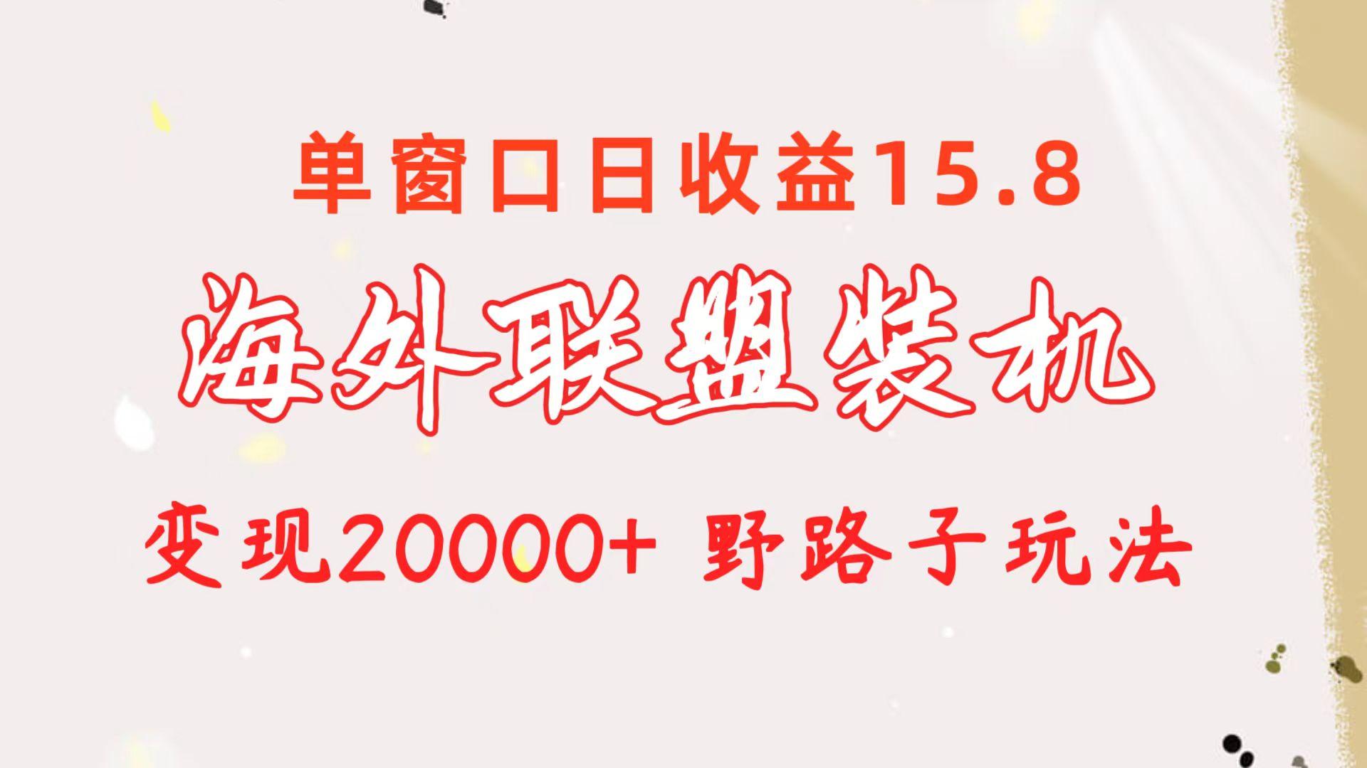 海外联盟装机 单窗口日收益15.8  变现20000+ 野路子玩法-数码之翼
