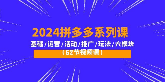 (10019期)2024拼多多系列课:基础/运营/活动/推广/玩法/大模块(62节视频课)-数码之翼