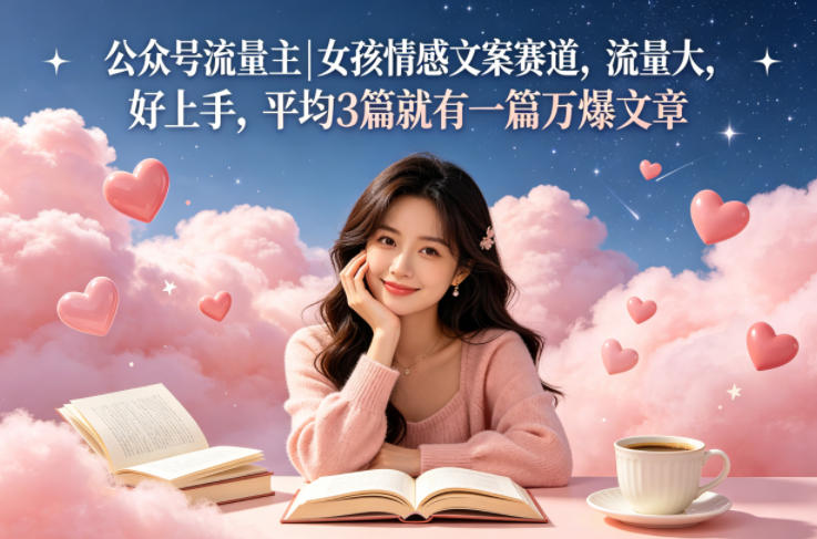 公众号流量主女孩情感文案赛道，流量大，好上手，平均3篇就有一篇万爆文章-数码之翼