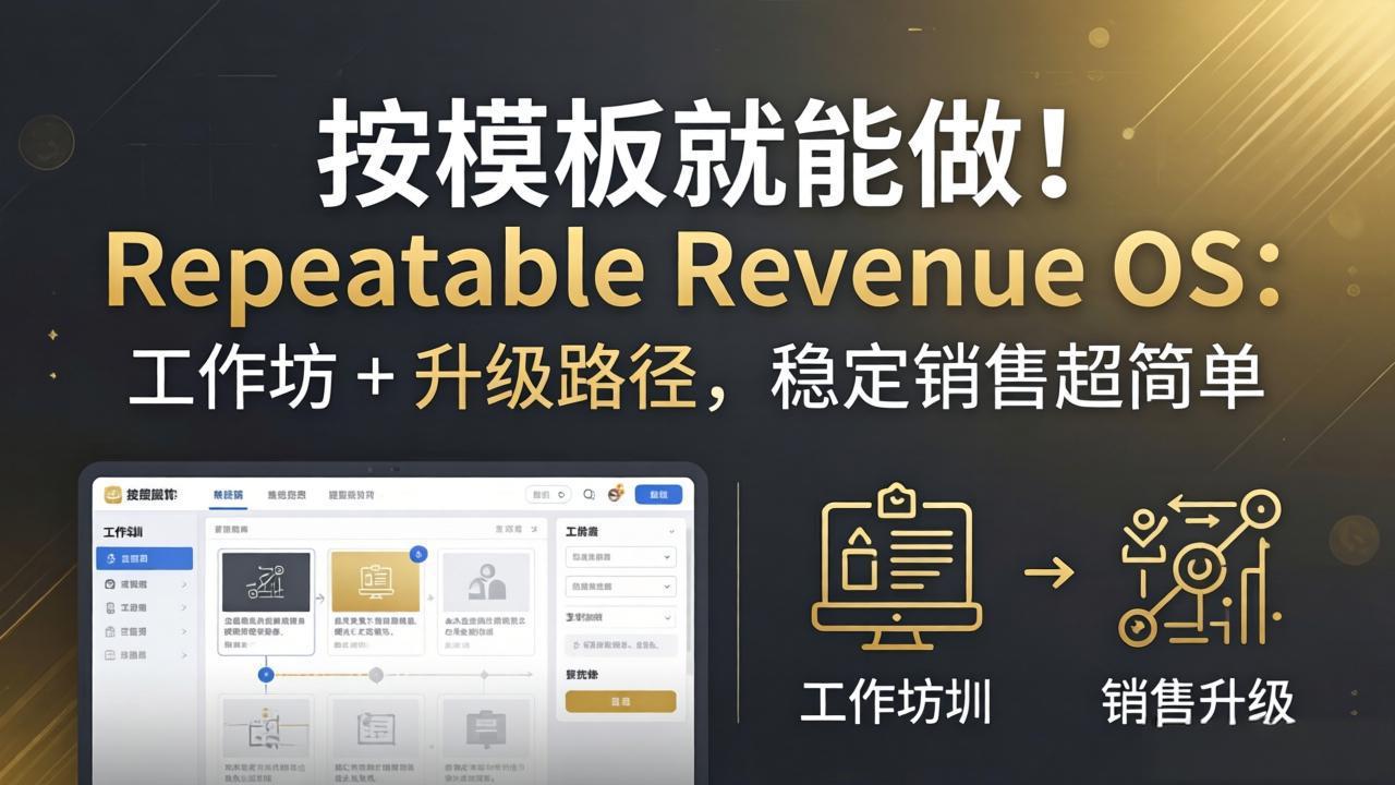 按模板就能做！Repeatable Revenue OS：工作坊 + 升级路径，稳定销售超简单-数码之翼